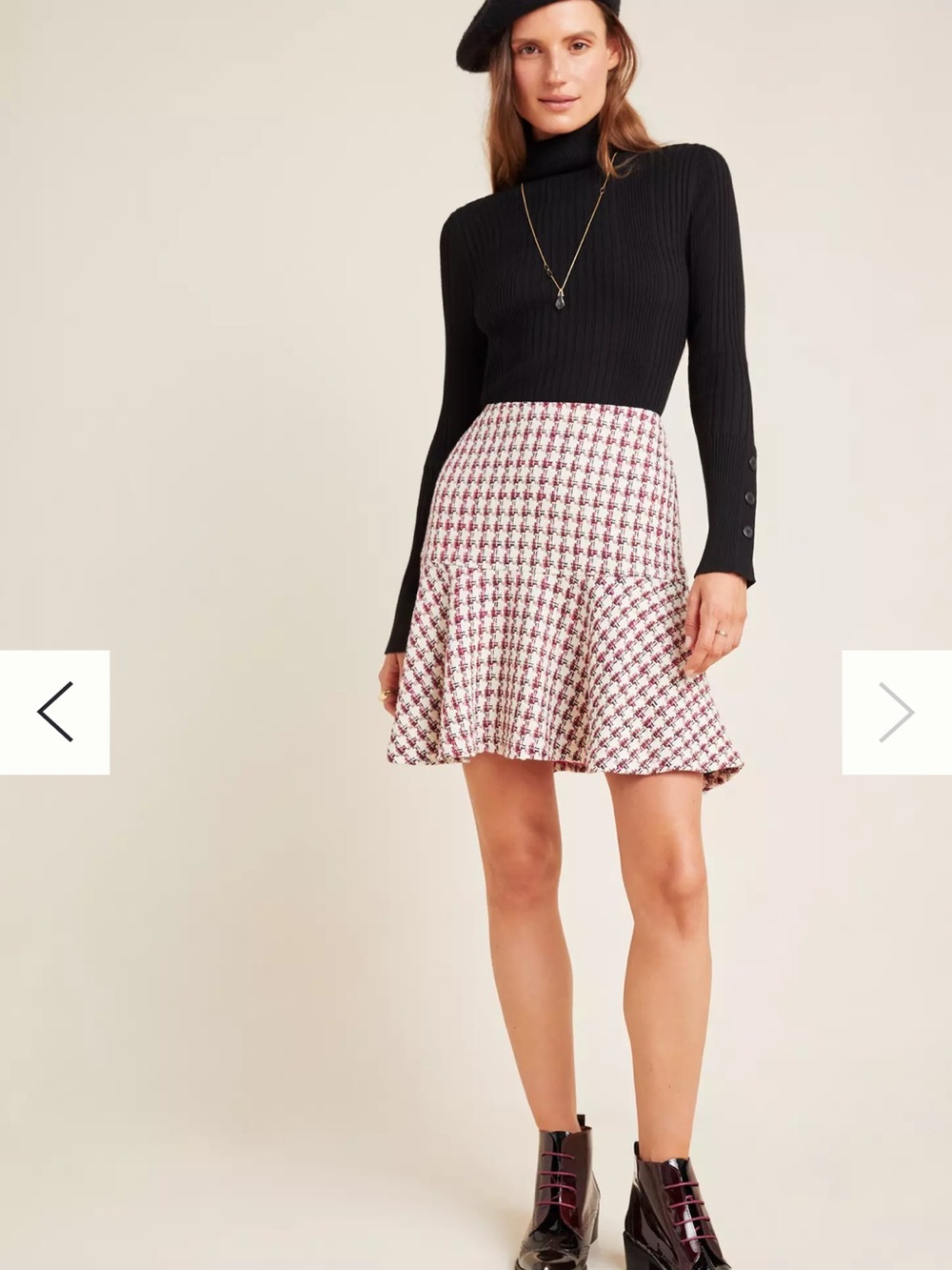 Maeve Anthropologie Tweed Houndstooth Flounce Skirt Size 2